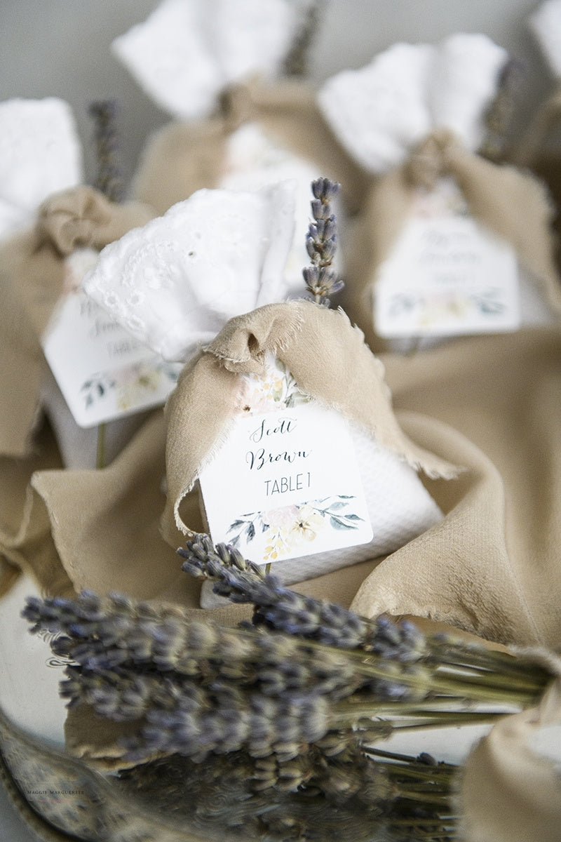 Cotton Lavender Sachets Guest Gifts, Wedding Favors, Personalized